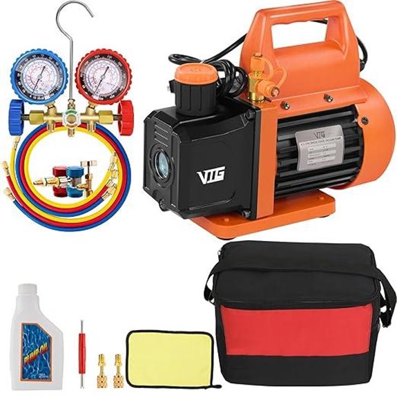 HVAC Vacuum Pump & Gauge Set with R134a Can Tap