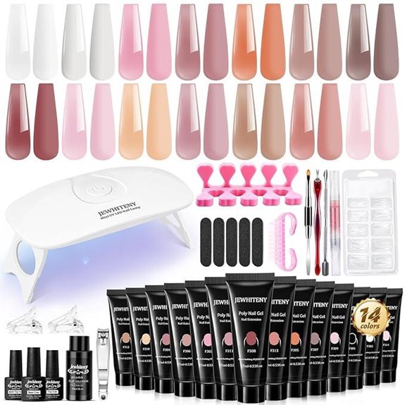 JEWHITENY Poly Gel Nail Kit with Mini Lamp
