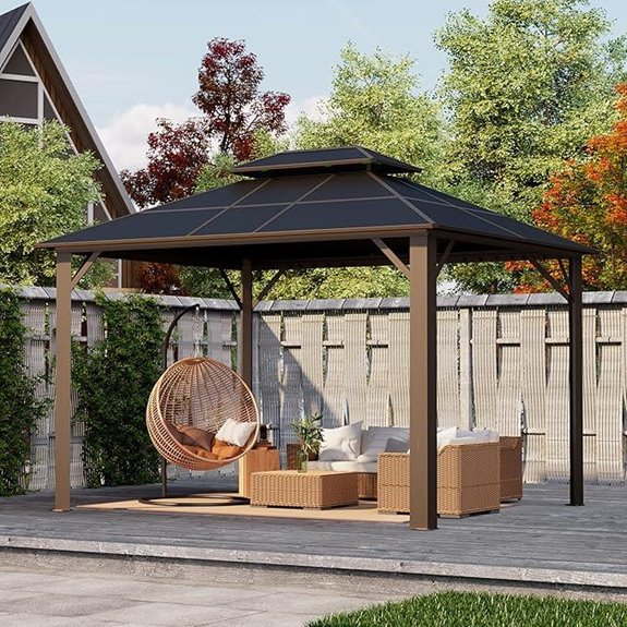Kingdura 10'x10' Hardtop Gazebo with Polycarbonate Roof