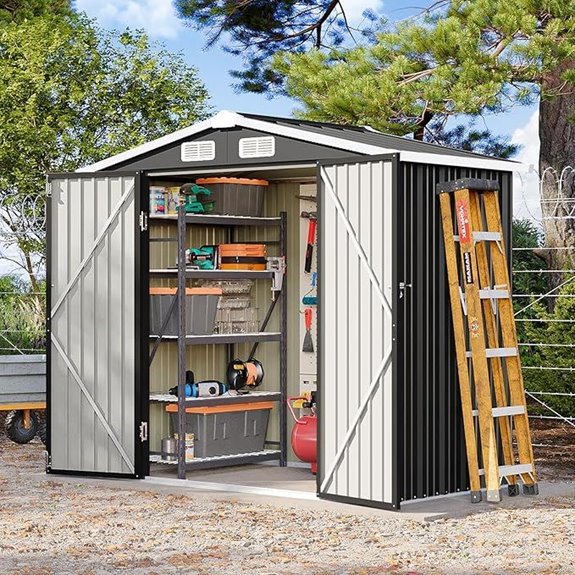 6x4 ft Outdoor Metal Storage Shed with Lockable Door