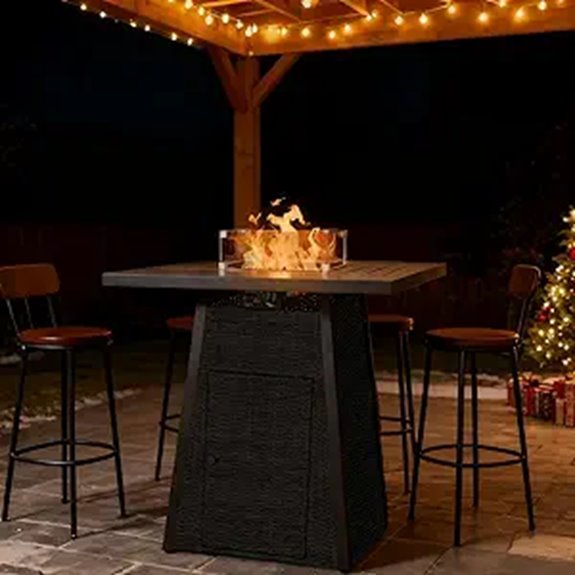 36-Inch Outdoor Propane Fire Pit with Glass Wind Guard