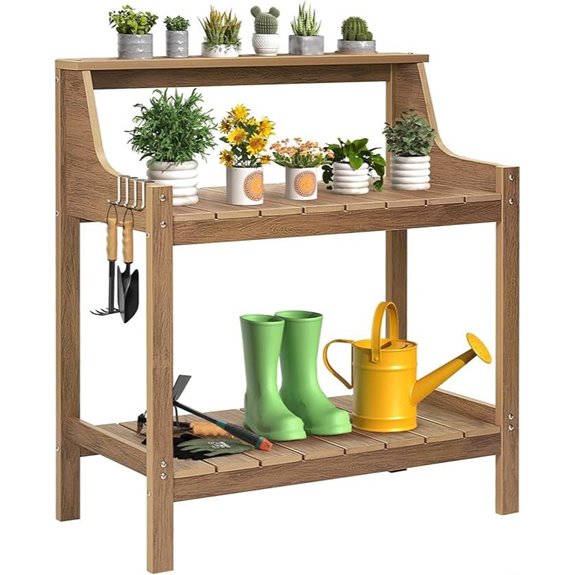 ONBRILL Large Outdoor Potting Bench with Hooks