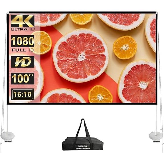 Outdoor 100-Inch Portable Projector Screen with Stand