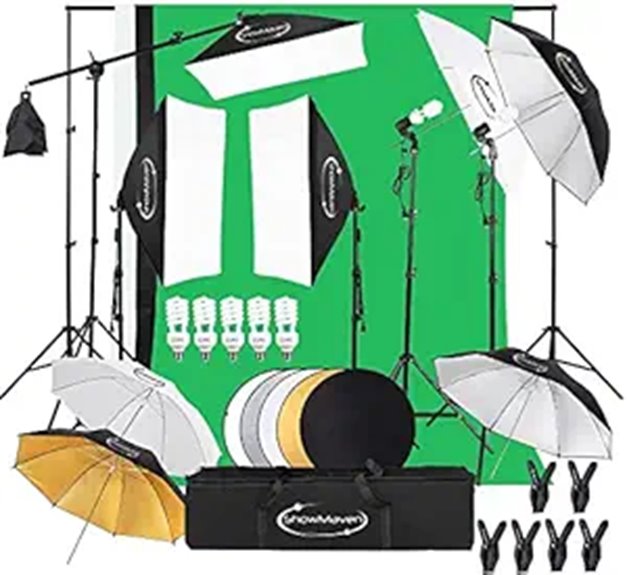 Photography Lighting Kit with Softbox & Backdrop
