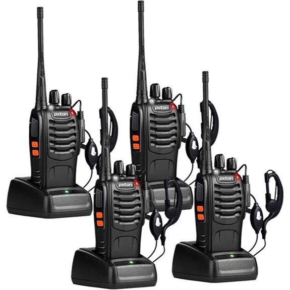 Pxton 4 Pack Long Range Walkie Talkies with Earpieces