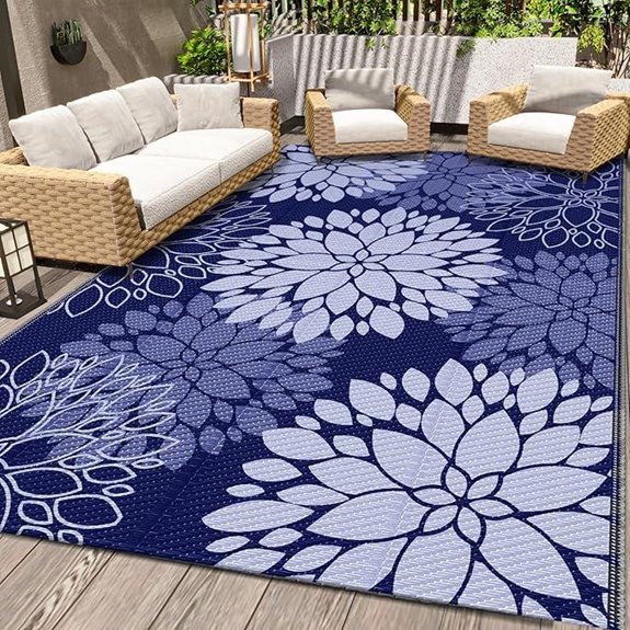 LuxStep Waterproof Outdoor Rug 5'x8' Blue