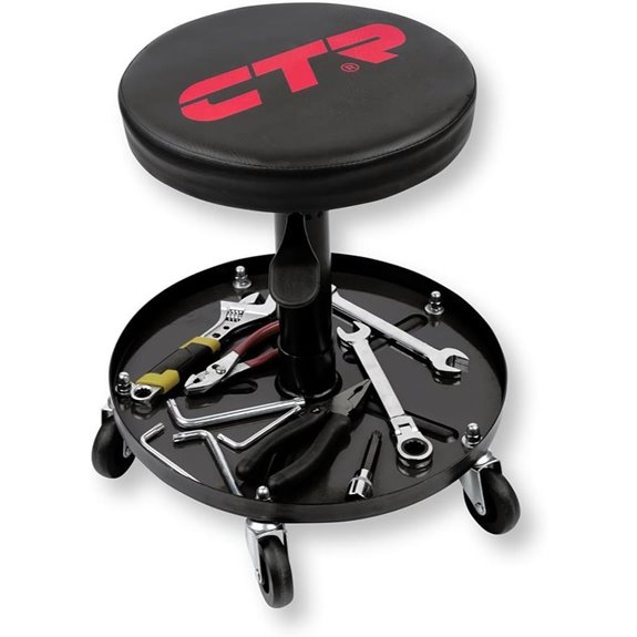 CTR Rolling Mechanic Shop Stool with Magnetic Tray