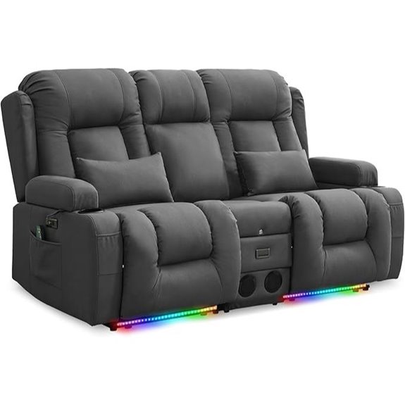 URRRED Recliner Loveseat with Massage Heat & Bluetooth