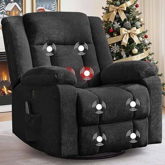 Swivel Rocker Recliner with Massage Heating & USB