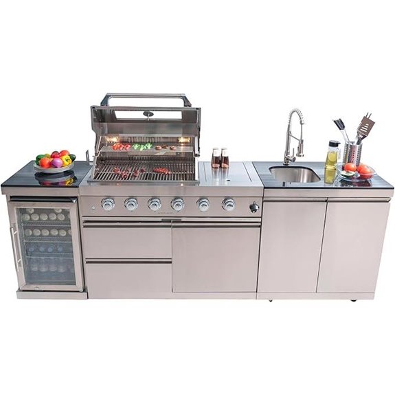 Outdoor Kitchen Island with Grill and Sink