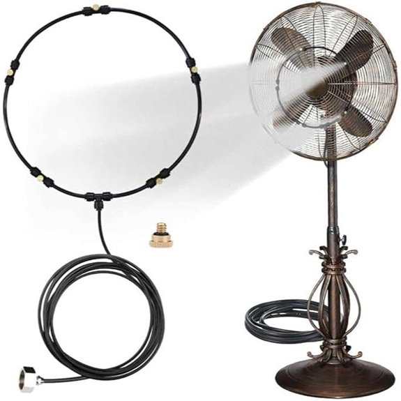 Outdoor Misting Fan Kit with Nozzles and Line