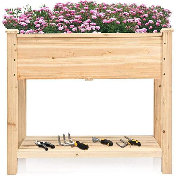 Raised Garden Bed with Storage Shelf for Outdoors