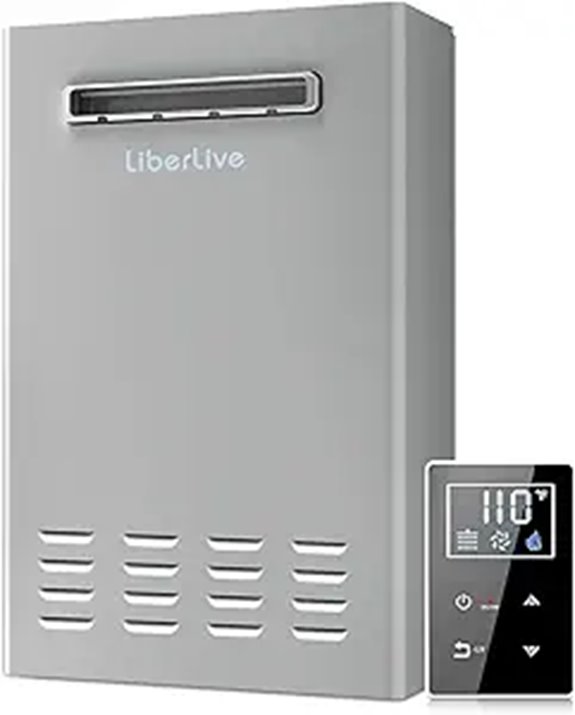 Outdoor Natural Gas Tankless Water Heater with Remote