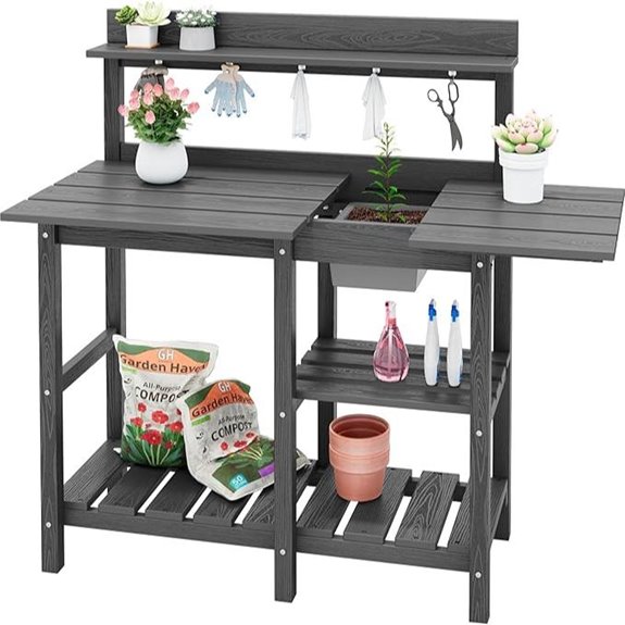 SERWALL Outdoor Potting Bench with Sink Gray