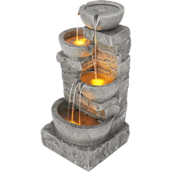 Teamson Home Outdoor Water Fountain with LED Lights