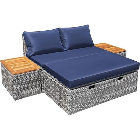 Devoko Outdoor Patio Daybed Set with Side Tables
