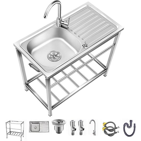 Outdoor Stainless Steel Utility Sink with Storage