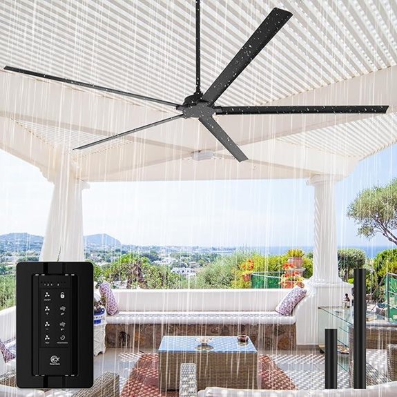 Outdoor Waterproof 84 Black Ceiling Fan with 5 Blades