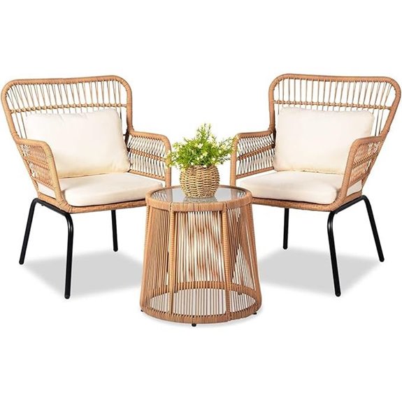 Outdoor Wicker Bistro Set for Patio and Balcony