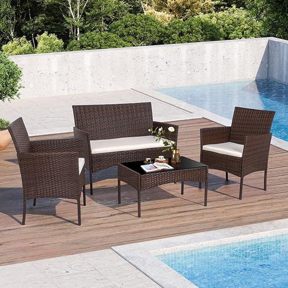 Shintenchi 4-Piece Outdoor Wicker Patio Furniture Set