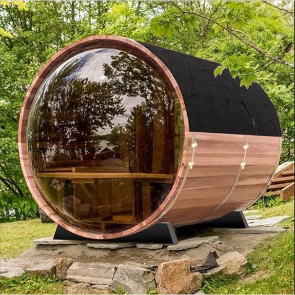Outdoor Wooden Barrel Sauna for 4-6 Persons