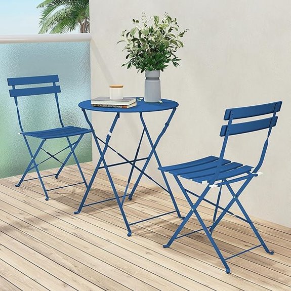 Grand Patio 3-Piece Folding Bistro Set Peacock Blue