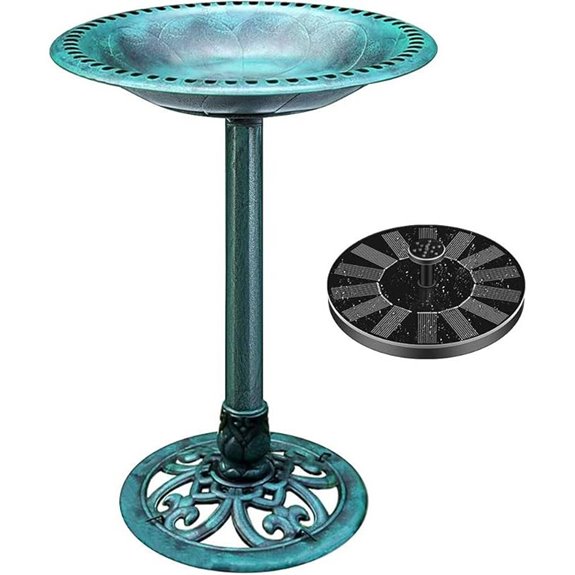 VIVOHOME Polyresin Bird Bath & Solar Fountain Set