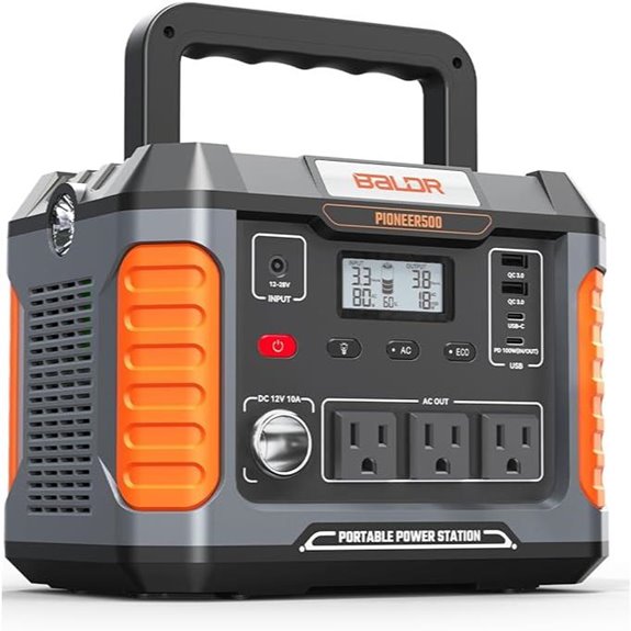 BALDR Portable Power Station 500W 288Wh Solar Charger