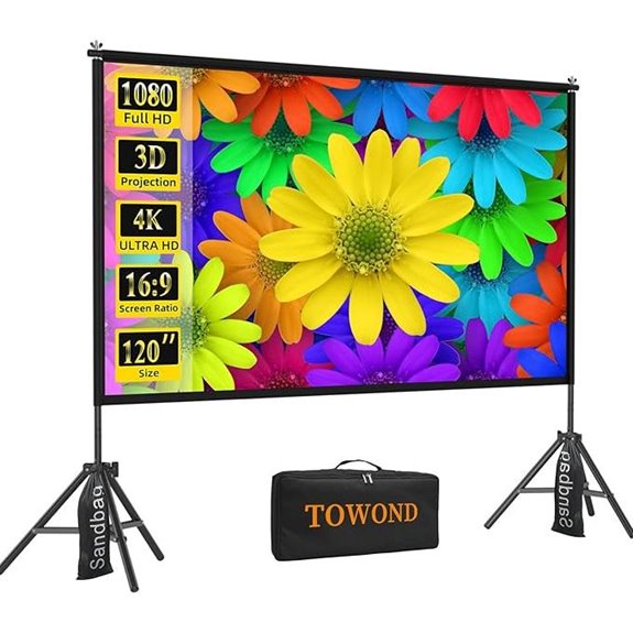 TOWOND 120 Indoor/Outdoor Projector Screen with Stand