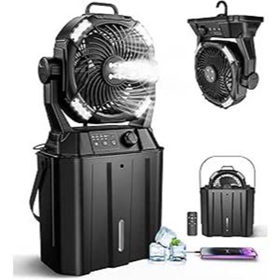 Portable Outdoor Misting Fan with Lights and Timer
