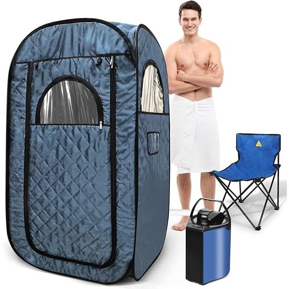 Portable Steam Sauna with Remote and Folding Chair