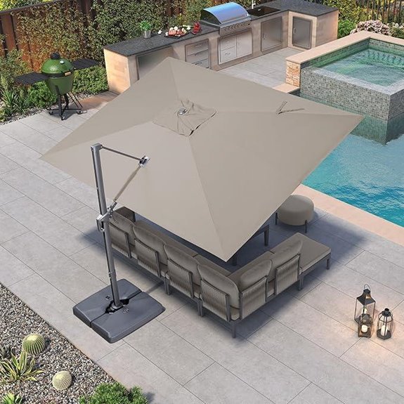 PURPLE LEAF 9'x11.5' Patio Umbrella with 360° Rotation