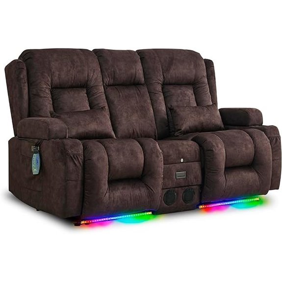 URREED Recliner Loveseat with Massage Heat & Bluetooth