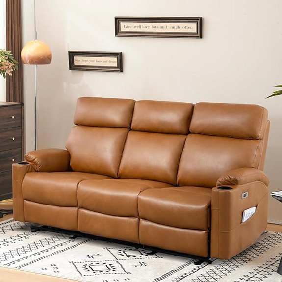 Electric Reclining Sofa with USB & Cup Holders