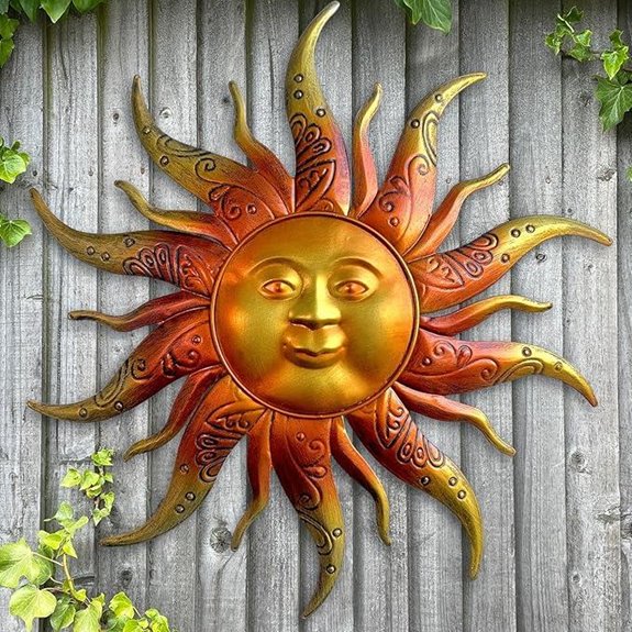 Rustic Metal Sun Wall Art Decor (17.3 Inches)