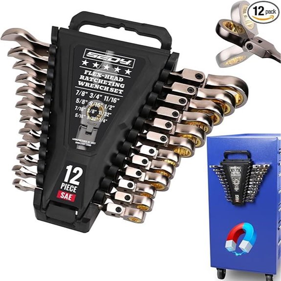 SEDY 12-Piece SAE Flex-Head Ratchet Wrench Set