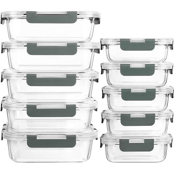 MCIRCO 10-Pack Glass Food Storage Containers