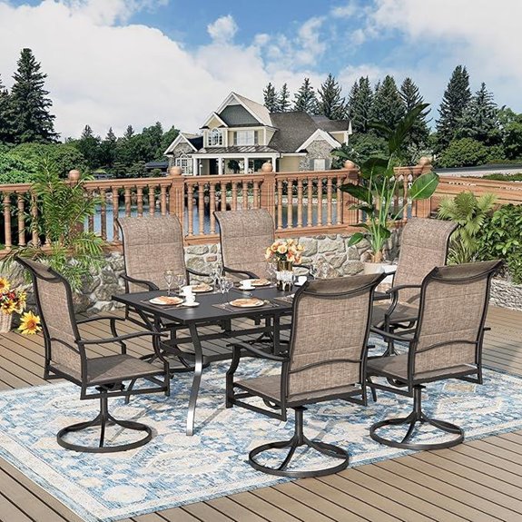 7-Piece Outdoor Patio Dining Set with 6 Swivel Chairs