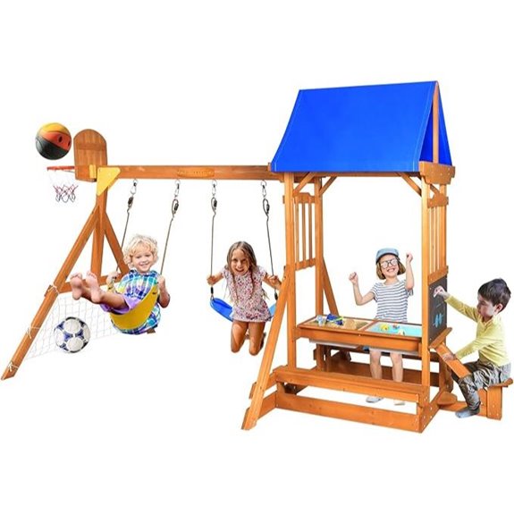 6-in-1 Wooden Outdoor Playground Set for Kids