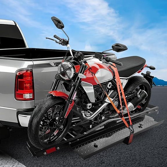 Heavy-Duty Steel Motorcycle Carrier with Ramp and Straps