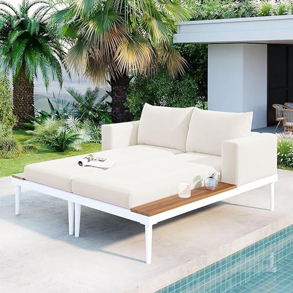 Modern Outdoor Daybed with Padded Lounges