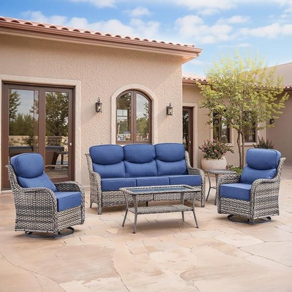 Swivel Patio Chairs Set with Cushions and Table