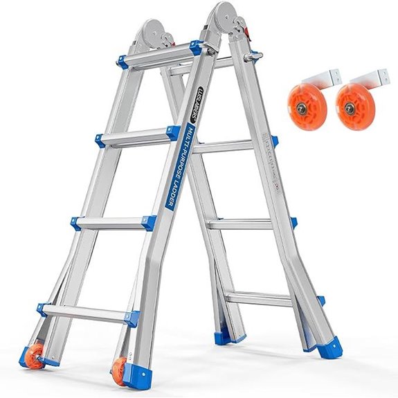 LUISLADDERS 4-Step Telescoping Ladder with Wheels