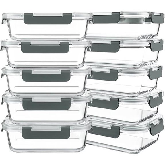KOMUEE 10 Pack 30oz Glass Meal Prep Containers