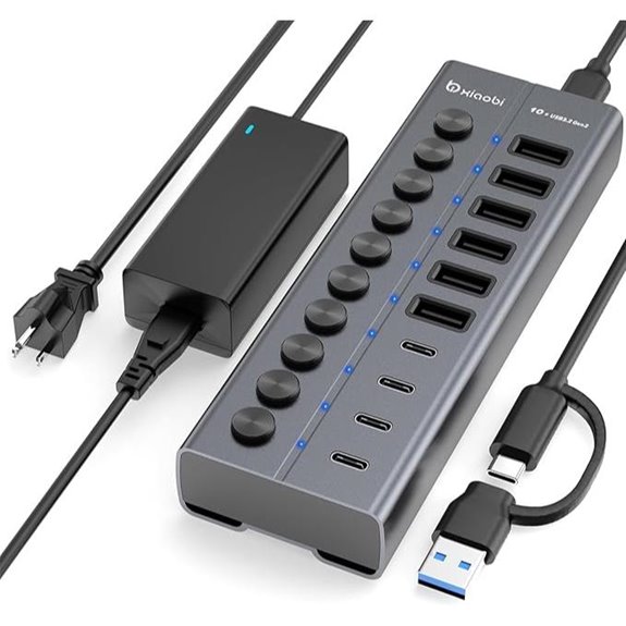 10-Port USB-C Hub with Power Adapter