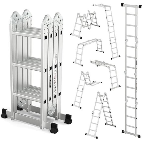LUISLADDERS 7-in-1 Aluminum Extension Folding Ladder