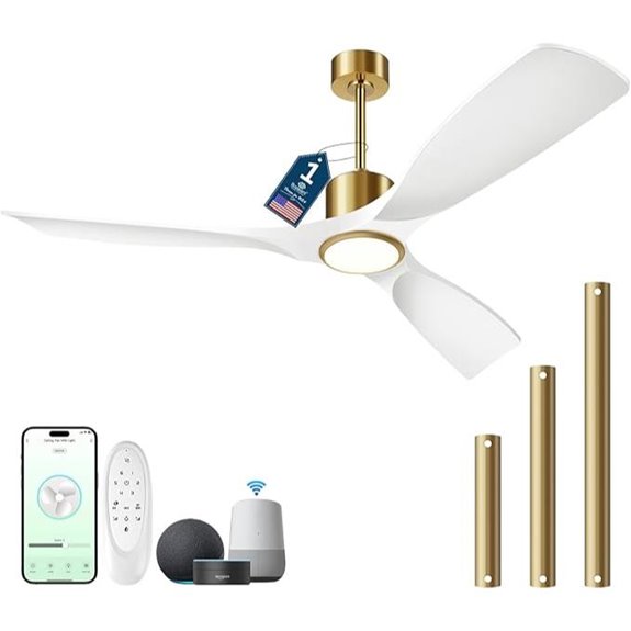 Modern 52 White & Gold Ceiling Fan with Remote