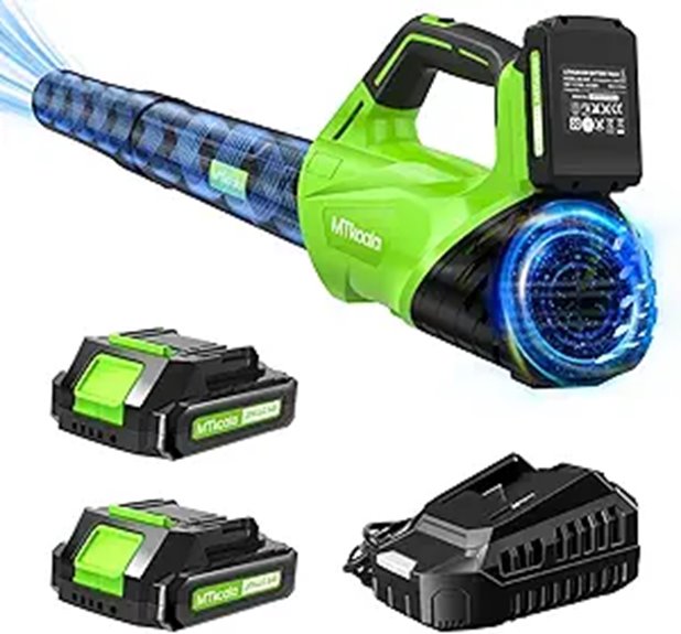 Cordless Leaf Blower with Batteries and Fast Charger