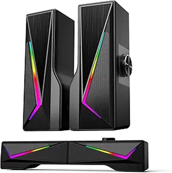 Bluetooth USB Gaming Desktop Speakers with RGB Lighting