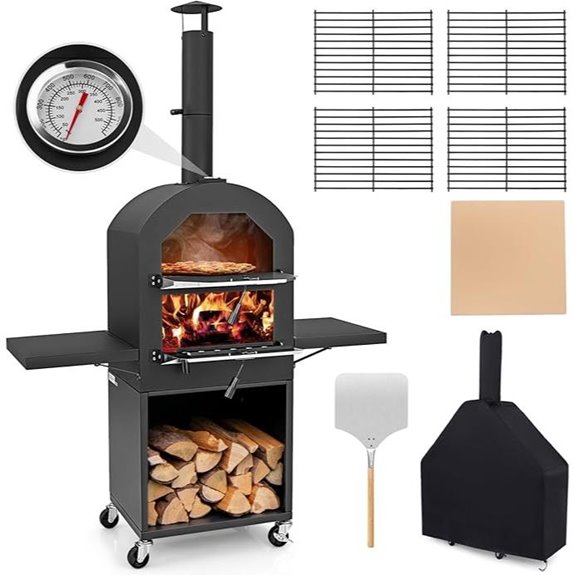 Giantex Wood-Fired Outdoor Pizza Oven with Accessories